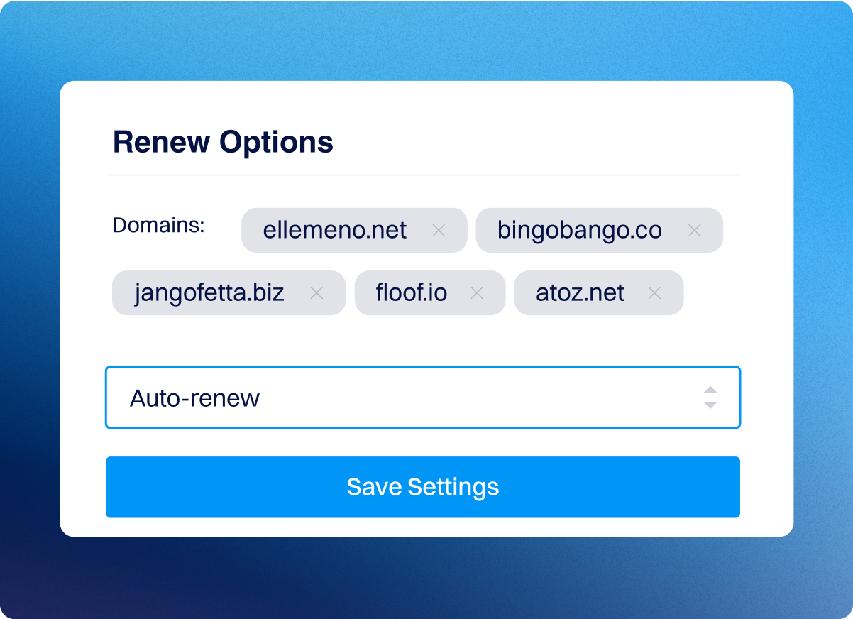 user setting multiple domains to auto-renew in dynadot control panel