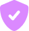 Escudo com ícone de marca de verificação em fundo roxo
