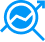 Blue icon of a magnifying glass containing an upward-trending line chart, representing analyzing or evaluating domain performance, value, or market trends.