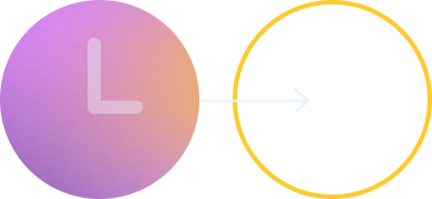Illustration showing a clock icon inside a colored circle on the left, with an arrow pointing to an empty outlined circle on the right, representing time passing and a domain moving from expiration toward availability.